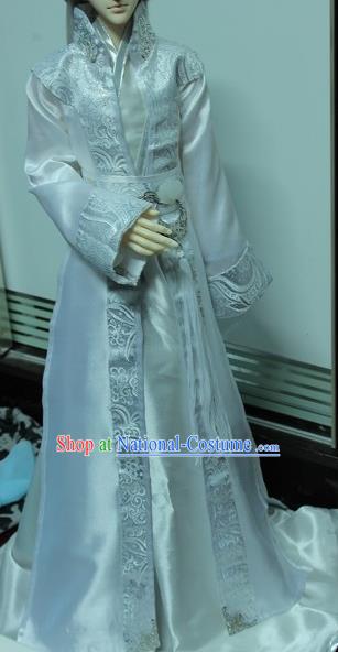 Traditional Chinese Cosplay Royal Prince White Clothing Ancient Swordsman Nobility Childe Costume for Men