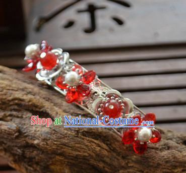 Traditional Chinese Classical Red Plum Hairpins Ancient Princess Hanfu Hair Accessories for Women