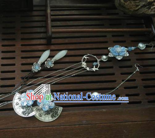 Traditional Chinese Classical Fan Hairpins Hair Combs Ancient Princess Hanfu Hair Accessories for Women