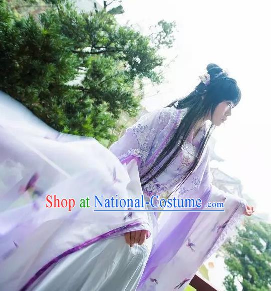 Chinese Cosplay Princess Purple Dress Ancient Female Swordsman Knight Costume for Women