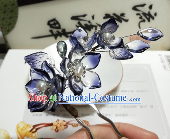 Traditional Chinese Hanfu Palace Purple Flowers Hairpins Ancient Princess Hair Accessories for Women