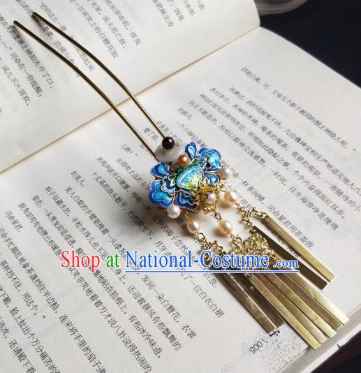 Traditional Chinese Hanfu Palace Blueing Hairpins Ancient Princess Hair Accessories for Women