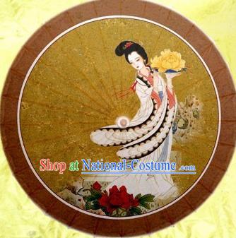 Chinese Handmade Printing Flower Goddess Oil Paper Umbrella Traditional Decoration Umbrellas