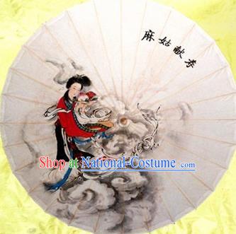 Chinese Handmade Printing Goddess Magu Oil Paper Umbrella Traditional Decoration Umbrellas