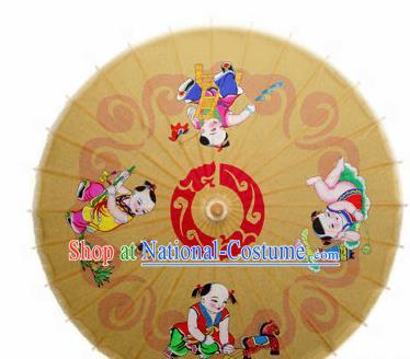 Chinese Handmade Printing Children Oil Paper Umbrella Traditional Decoration Umbrellas