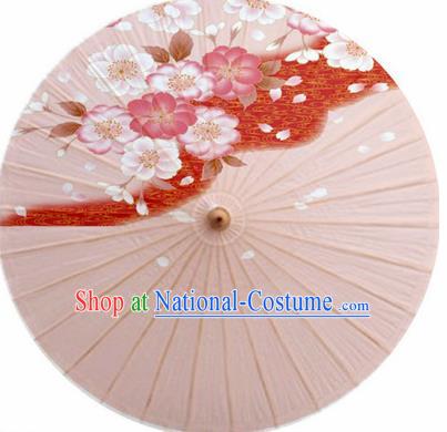 Japanese Handmade Printing Sakura Pink Oil Paper Umbrella Traditional Decoration Umbrellas