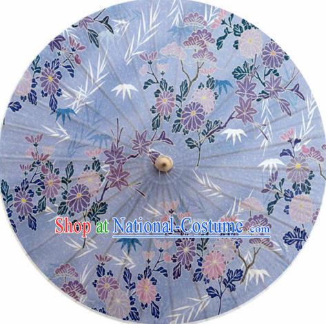 Japanese Handmade Printing Daisy Blue Oil Paper Umbrella Traditional Decoration Umbrellas