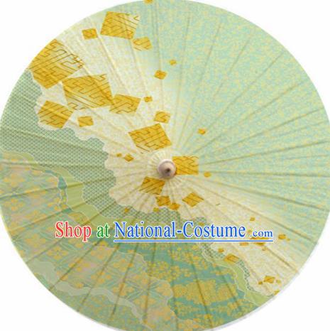 Japanese Handmade Printing Sakura Green Oil Paper Umbrella Traditional Decoration Umbrellas