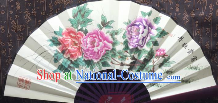 Chinese Handmade Painting Peony Silk Fans Traditional Decoration Folding Fan