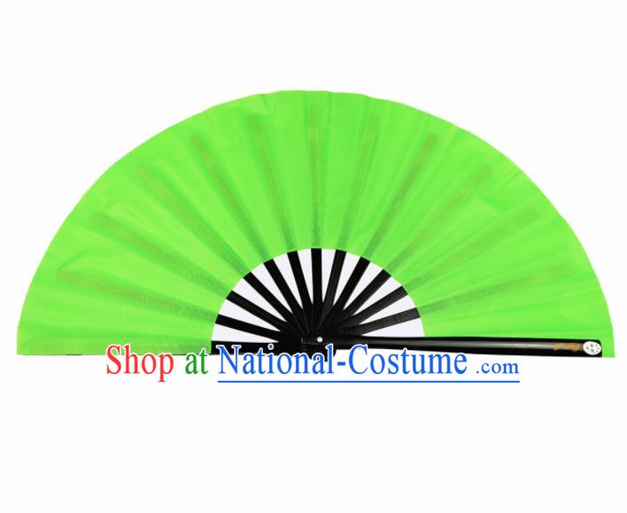 Chinese Handmade Martial Arts Green Fans Accordion Fan Traditional Kung Fu Folding Fan