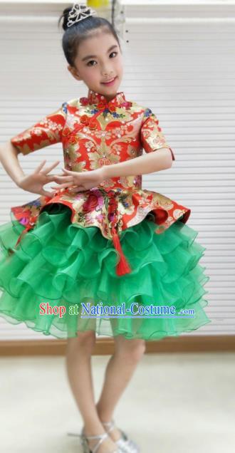 Traditional Chinese Folk Dance Spring Festival Fan Dance Dress Yangko Dance Stage Show Costume for Kids