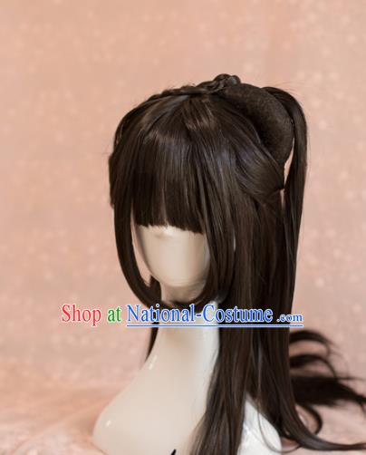 Traditional Chinese Ancient Song Dynasty Princess Wigs Cosplay Female Swordsman Chignon for Women