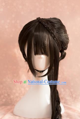 Traditional Chinese Ming Dynasty Princess Wigs Cosplay Ancient Goddess Female Swordsman Chignon for Women