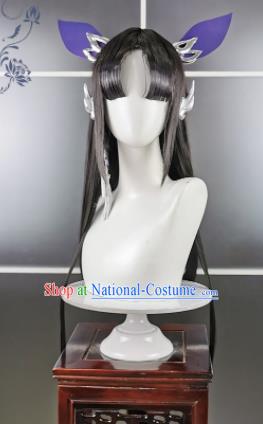 Traditional Chinese Cosplay Fairy Wigs Sheath Ancient Female Swordsman Chignon for Women