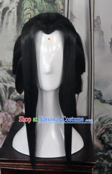 Traditional Chinese Cosplay Taoist Nun Female Swordsman Black Wigs Sheath Ancient Princess Chignon for Women