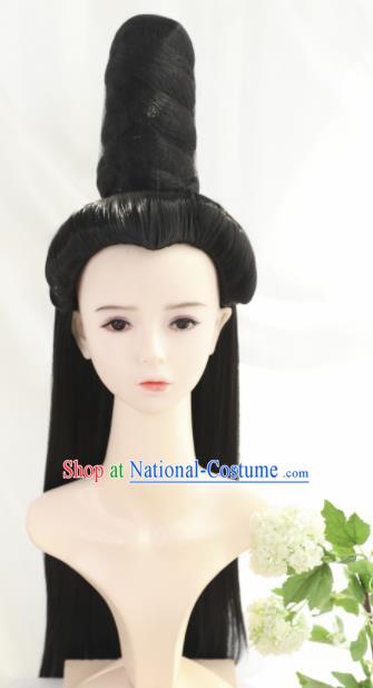 Traditional Chinese Cosplay Ming Dynasty Queen Wigs Sheath Ancient Goddess Mazu Nobility Lady Chignon for Women