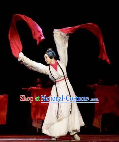 Chinese Drama Prince of Lanling Ancient Court Classical Dance White Dress Stage Performance Dance Costume and Headpiece for Women