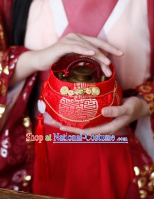 Traditional Chinese Ancient Termofor Cover Embroidered Red Brocade Bag