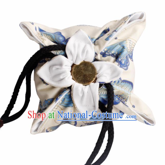 Traditional Chinese Ancient Termofor Cover Butterfly Pattern White Cloth Bag