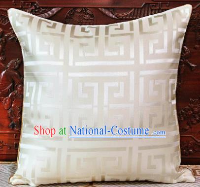 Traditional Chinese Pillowslip Classical Pattern White Brocade Cover Home Decoration Accessories