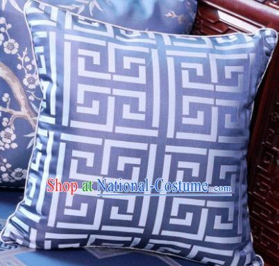 Traditional Chinese Pillowslip Classical Pattern Blue Brocade Cover Home Decoration Accessories