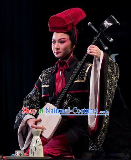 The Legend of Chunqin Shaoxing Opera Emperor Black Kimono Clothing Stage Performance Dance Costume for Men