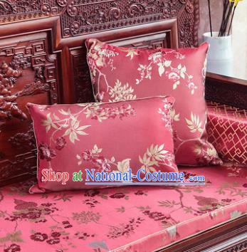 Traditional Chinese Pillowslip Classical Pattern Red Brocade Cover Two Pieces Complete Set Home Decoration Accessories