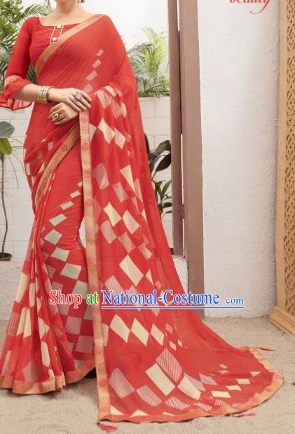 Asian Indian Bollywood Red Saree Dress India Traditional Costumes for Women