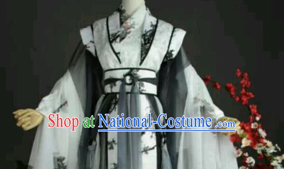 Ancient Chinese Black White Hanfu Garment Ancient Clothes