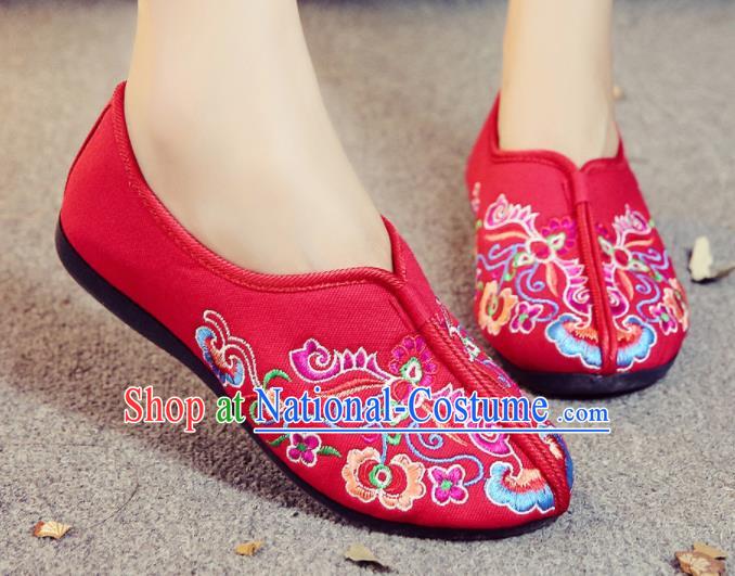 Chinese Traditional Embroidered Red Shoes Hanfu Shoes National Shoes for Women