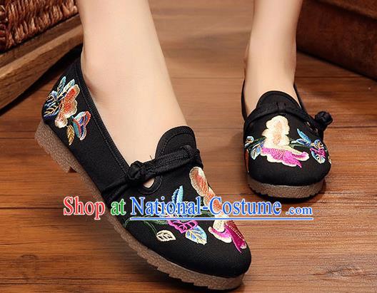 Traditional Chinese National Embroidery Black Shoes Embroidered Shoes Hanfu Shoes for Women