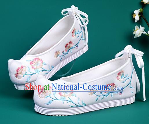 Chinese Traditional Embroidered Pink Flowers Shoes Hanfu Shoes Princess Shoes for Women