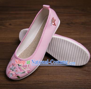 Traditional Chinese Handmade Shoes Light Pink Embroidered Shoes Hanfu Shoes for Women