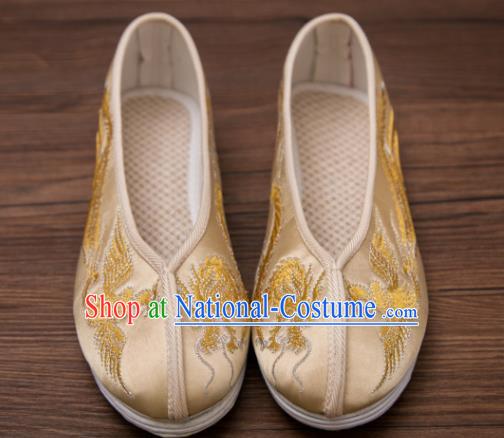 Traditional Chinese Handmade Hanfu Shoes Embroidered Dragon Phoenix Shoes Satin Shoes for Women