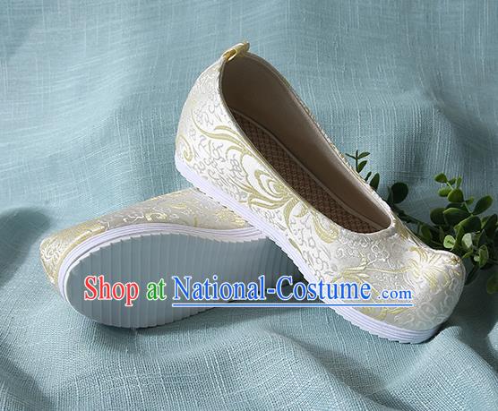 Traditional Chinese Light Blue Brocade Shoes Handmade Wedding Shoes Hanfu Shoes Princess Shoes for Women