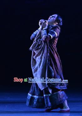 Lady Zhaojun Chinese Mongol Nationality Dress Stage Performance Dance Costume and Headpiece for Women