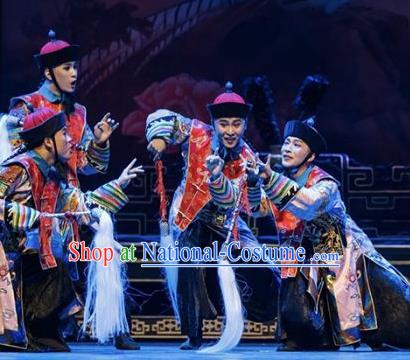 The Summer Palace Chinese Peking Opera Eunuch Clothing Stage Performance Dance Costume and Headpiece for Men