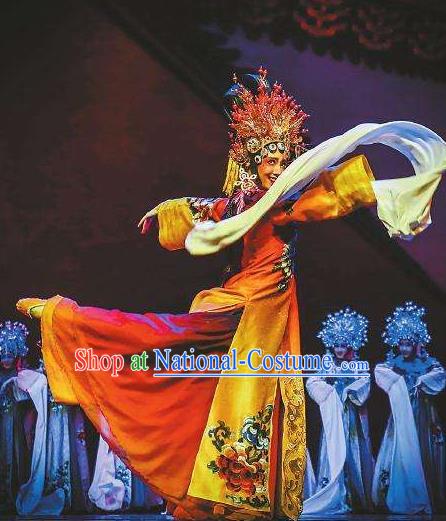 The Greatest Spirit Chinese Peking Opera Imperial Consort Dress Stage Performance Dance Costume and Headpiece for Women