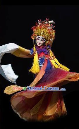 The Greatest Spirit Chinese Peking Opera Imperial Consort Dress Stage Performance Dance Costume and Headpiece for Women