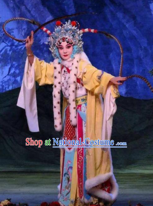 Han Consort Ming Chinese Peking Opera Blues Dress Stage Performance Dance Costume and Headpiece for Women