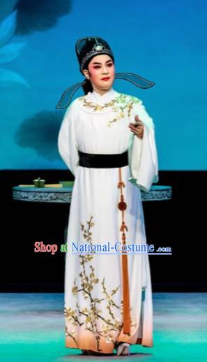 Phoenix Hairpin Chinese Peking Opera Niche White Clothing Stage Performance Dance Costume and Headpiece for Men