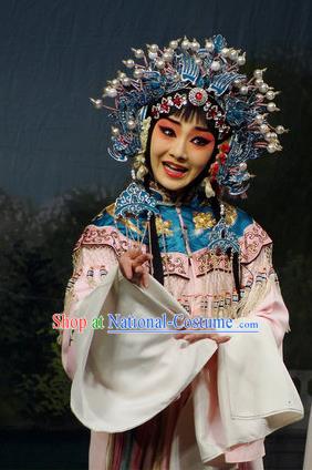 Imperial Concubine Mei Chinese Peking Opera Diva Pink Dress Stage Performance Dance Costume and Headpiece for Women