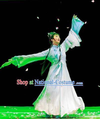 Huang Ye Hong Lou Chinese Peking Opera Lin Daiyu Dress Stage Performance Dance Costume and Headpiece for Women