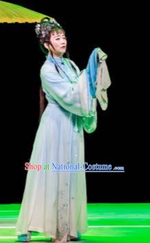 Huang Ye Hong Lou Chinese Peking Opera Lin Daiyu Dress Stage Performance Dance Costume and Headpiece for Women