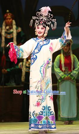 Su Wu In Desert Chinese Peking Opera Imperial Consort White Dress Stage Performance Dance Costume and Headpiece for Women