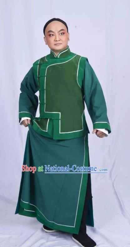 Mei Hua Zan Chinese Beijing Opera Scholar Green Clothing Stage Performance Dance Costume and Headpiece for Men