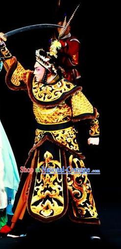 Mei Hua Zan Chinese Beijing Opera General Clothing Stage Performance Dance Costume and Headpiece for Men