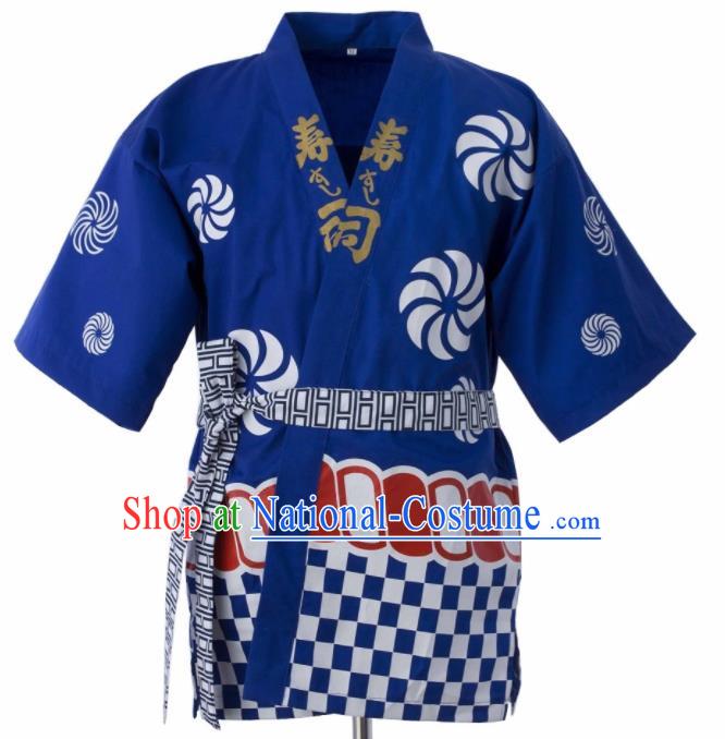 Traditional Japanese Royalblue Yamato Shirt Kimono Asian Japan Costume for Men