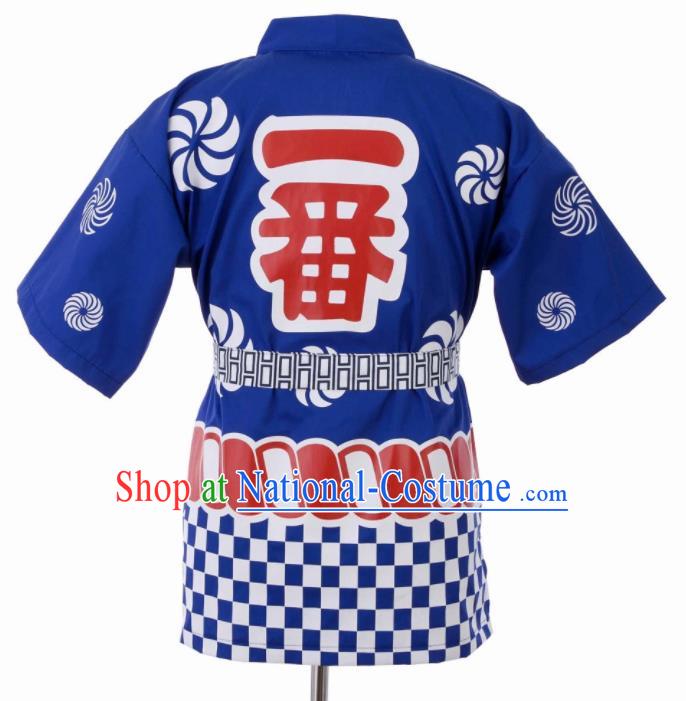 Traditional Japanese Royalblue Yamato Shirt Kimono Asian Japan Costume for Men