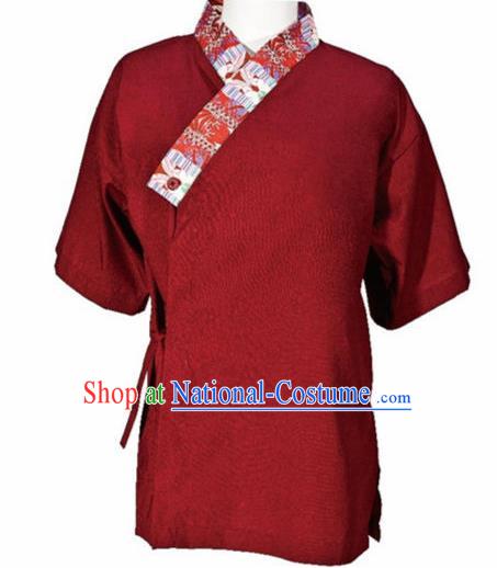 Traditional Japanese Purplish Red Yamato Shirt Kimono Asian Japan Costume for Men